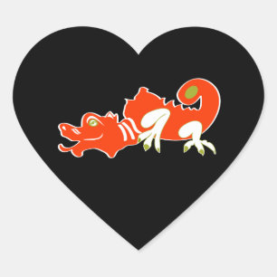 Rode draak hart sticker
