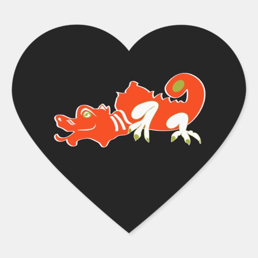 Rode draak hart sticker (Voorkant)