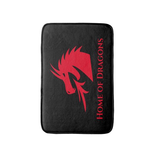 Rode draak hoofd ontwerp unieke badmat (Voorkant Verticaal)