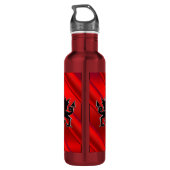 Rode draak in reliëf op rood chroomeffect waterfles  (Achterkant)