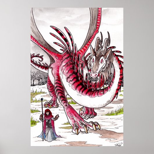 Rode draak in Thawing Snow Poster (Voorkant)