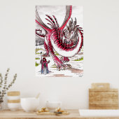 Rode draak in Thawing Snow Poster (Keuken)