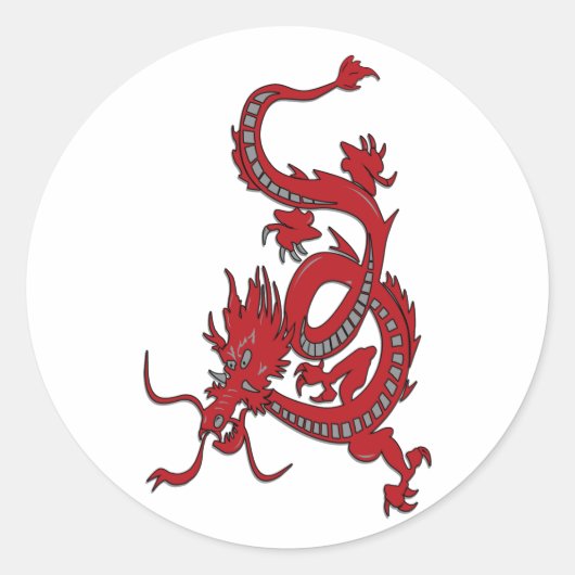 Rode draak - Jaar van de draak Ronde Sticker (Voorkant)