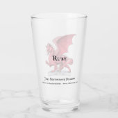 Rode draak: juli's geboortesteen robijn glas (Achterkant)