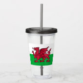 Rode Draak Keltische Vlag van Wales & Welsh Acryl Drinkbeker (Voorkant)