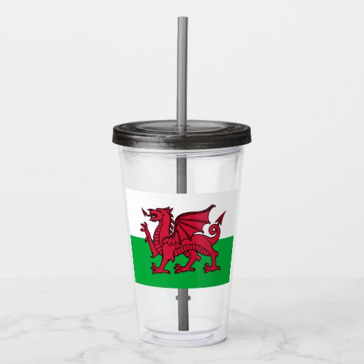 Rode Draak Keltische Vlag van Wales & Welsh Acryl Drinkbeker (Voorkant)