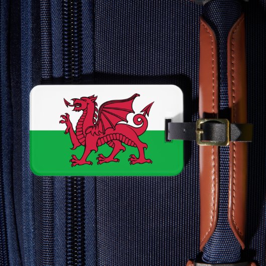 Rode Draak Keltische Vlag van Wales & Welsh Bagagelabel (Voorkant Insitu 4)