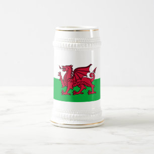 Rode Draak Keltische Vlag van Wales & Welsh Bierpul