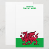 Rode Draak Keltische Vlag van Wales & Welsh Briefpapier (Voorkant / Achterkant)