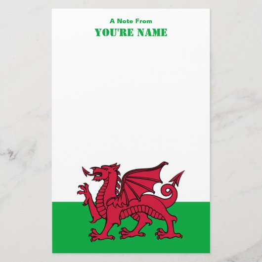 Rode Draak Keltische Vlag van Wales & Welsh Briefpapier (Voorkant)