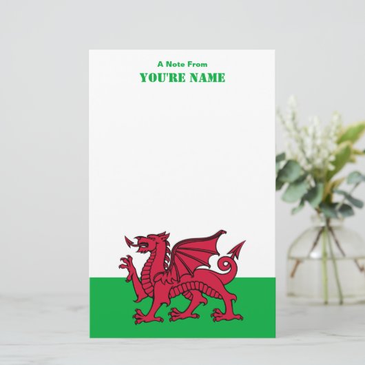 Rode Draak Keltische Vlag van Wales & Welsh Briefpapier (Staand voorkant)