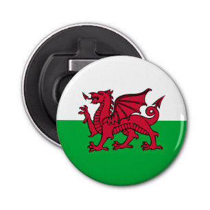 Rode Draak Keltische Vlag van Wales & Welsh Button Flesopener
