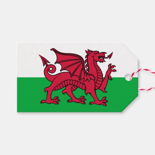 Rode Draak Keltische Vlag van Wales & Welsh Cadeaulabel (Voorkant (Horizontaal))
