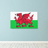 Rode Draak Keltische Vlag van Wales & Welsh Canvas Afdruk (Insitu (Houten vloer))