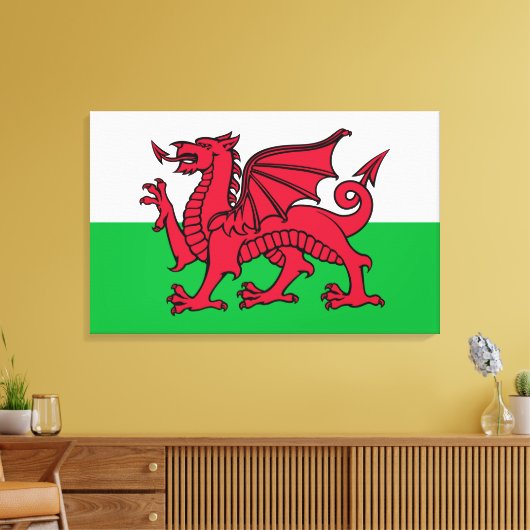 Rode Draak Keltische Vlag van Wales & Welsh Canvas Afdruk (Insitu (Woonkamer))