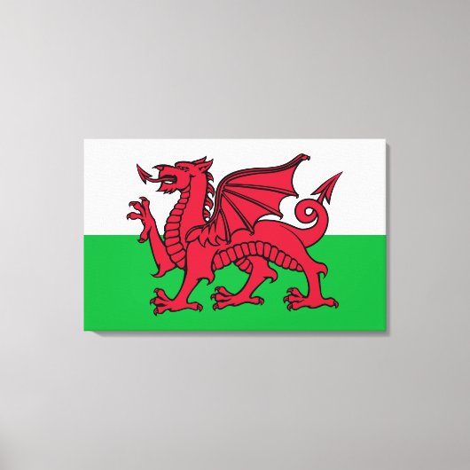 Rode Draak Keltische Vlag van Wales & Welsh Canvas Afdruk (Voorkant)