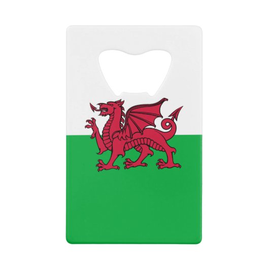 Rode Draak Keltische Vlag van Wales & Welsh Creditkaart Flessenopener (Voorkant)