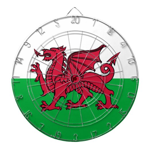 Rode Draak Keltische Vlag van Wales & Welsh Dartbord (Voorkant)
