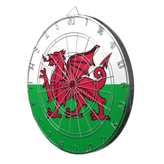 Rode Draak Keltische Vlag van Wales & Welsh Dartbord (Voorkant Rechts)