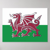 Rode Draak Keltische Vlag van Wales & Welsh Folie Afdrukken (Voorkant)