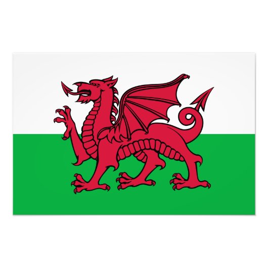 Rode Draak Keltische Vlag van Wales & Welsh Foto Afdruk (Voorkant)