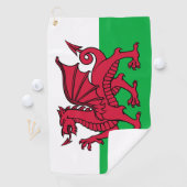 Rode Draak Keltische Vlag van Wales & Welsh Golfhanddoek (Insitu)