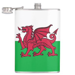Rode Draak Keltische Vlag van Wales & Welsh Heupfles