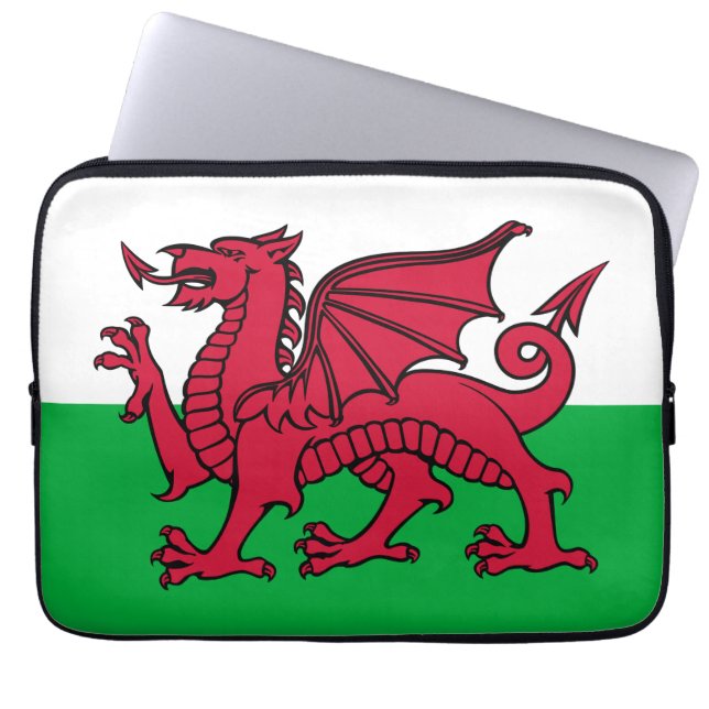 Rode Draak Keltische Vlag van Wales & Welsh Laptop Sleeve (Voorkant)