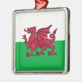 Rode Draak Keltische Vlag van Wales & Welsh Metalen Ornament (Links)