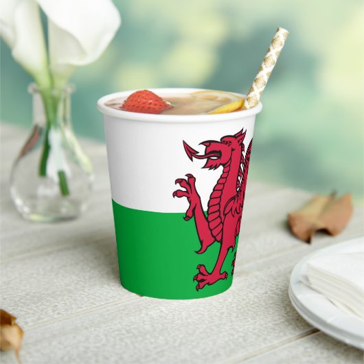 Rode Draak Keltische Vlag van Wales & Welsh Papieren Bekers (Insitu)
