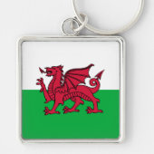 Rode Draak Keltische Vlag van Wales & Welsh Sleutelhanger (Voorkant)