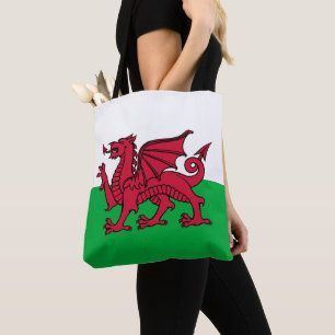 Rode Draak Keltische Vlag van Wales & Welsh Tote Bag