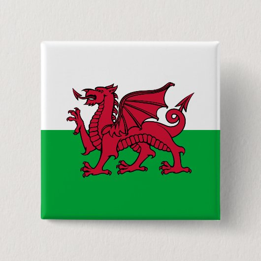 Rode Draak Keltische Vlag van Wales & Welsh Vierkante Button 5,1 Cm (Voorkant)