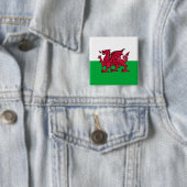 Rode Draak Keltische Vlag van Wales & Welsh Vierkante Button 5,1 Cm (In situ)