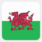 Rode Draak Keltische Vlag van Wales & Welsh Vierkante Sticker (Voorkant)