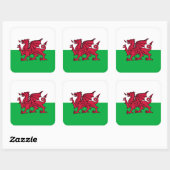 Rode Draak Keltische Vlag van Wales & Welsh Vierkante Sticker (Vel)