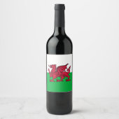 Rode Draak Keltische Vlag van Wales & Welsh Wijn Etiket (Voorkant)