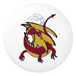 Rode draak keramische knop