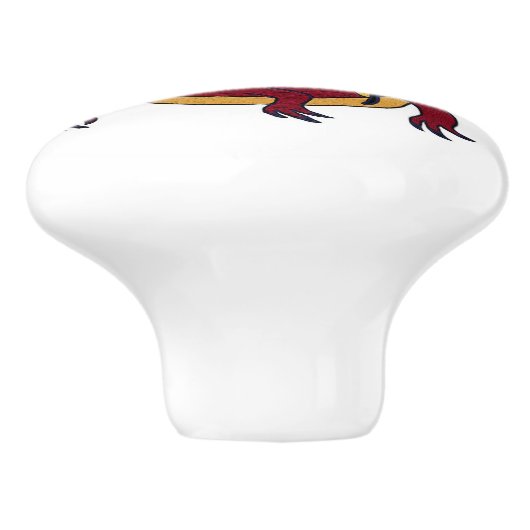 Rode draak keramische knop (Zijkant)