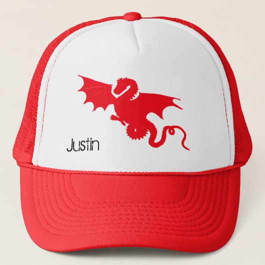 Rode draak naam jongen trucker pet (Voorkant)