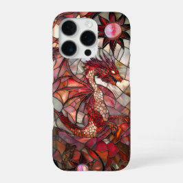 Rode Draak Nep Gebrandschilderd Glas Ontwerp iPhone 16 Pro Hoesje