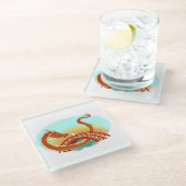 Rode draak ontmoet witte kat glazen onderzetter (Schuin)