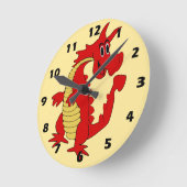 Rode Draak Ontwerp Ronde Klok (Hoek)