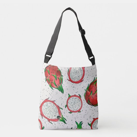 Rode draak op een witte achtergrond crossbody tas (Voorkant)