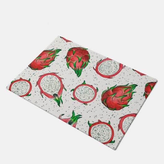 Rode draak op een witte achtergrond deurmat (Schuin)