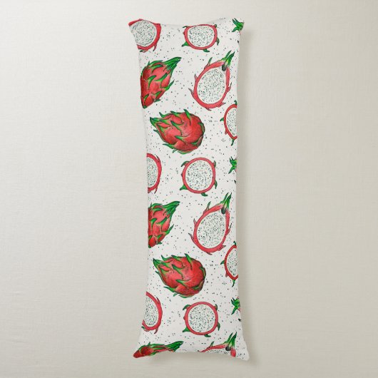 Rode draak op een witte achtergrond lichaamskussen (Voorkant Verticaal)