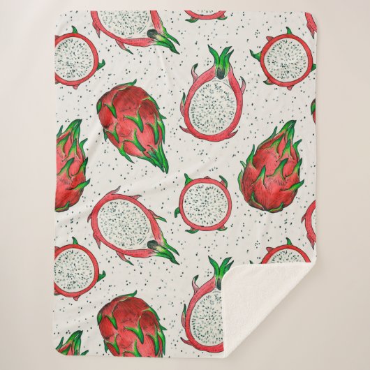 Rode draak op een witte achtergrond sherpa deken (Voorkant)