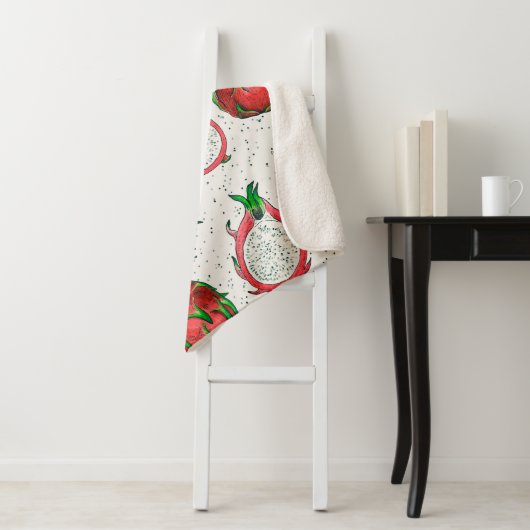 Rode draak op een witte achtergrond sherpa deken (In situ)