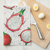 Rode draak op een witte achtergrond theedoek (Quarter Fold)