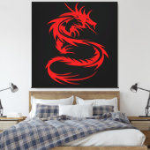 Rode Draak op Gespannen Canvasprint Canvas Afdruk (Insitu (Slaapkamer))